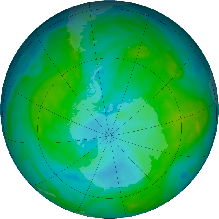Antarctic ozone map for 24 January 1985